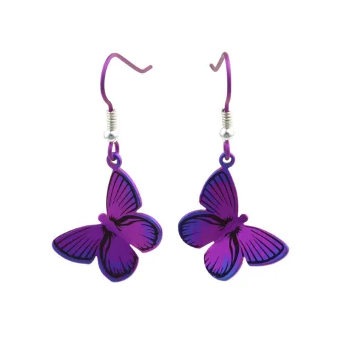 Large Pink Butterfly Drop & Dangle Earrings
